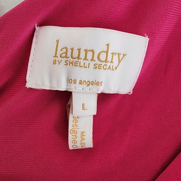 NWT Laundry By Shelli Segal Deep Neo Pink One Shoulder Blouse Top - Picture 5 of 7